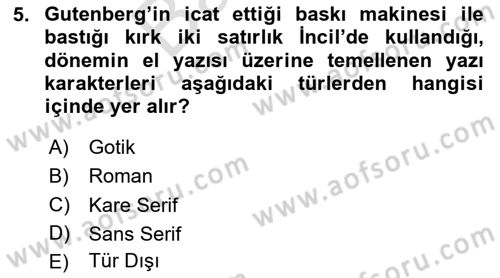 İleri Tipografi Dersi 2024 - 2025 Yılı (Final) Dönem Sonu Sınav Soruları 5. Soru