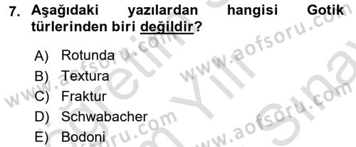 İleri Tipografi Dersi 2024 - 2025 Yılı (Final) Dönem Sonu Sınav Soruları 7. Soru
