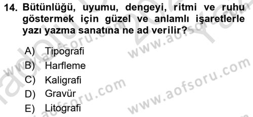 İleri Tipografi Dersi 2024 - 2025 Yılı Yaz Okulu Sınav Soruları 14. Soru