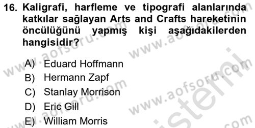 İleri Tipografi Dersi 2024 - 2025 Yılı Yaz Okulu Sınav Soruları 16. Soru