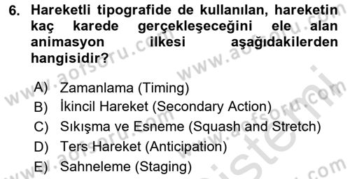 İleri Tipografi Dersi 2024 - 2025 Yılı Yaz Okulu Sınav Soruları 6. Soru