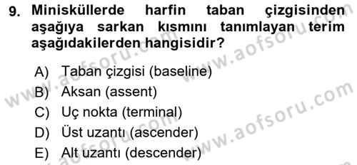 İleri Tipografi Dersi 2024 - 2025 Yılı Yaz Okulu Sınav Soruları 9. Soru