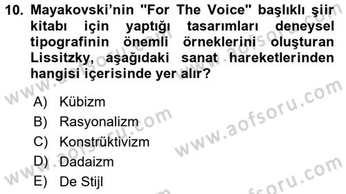 İleri Tipografi Dersi 2025 - 2026 Yılı (Vize) Ara Sınav Soruları 10. Soru
