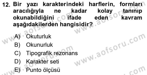 İleri Tipografi Dersi 2025 - 2026 Yılı (Vize) Ara Sınav Soruları 12. Soru