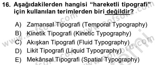 İleri Tipografi Dersi 2025 - 2026 Yılı (Vize) Ara Sınav Soruları 16. Soru