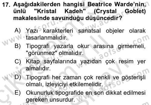 İleri Tipografi Dersi 2025 - 2026 Yılı (Vize) Ara Sınav Soruları 17. Soru