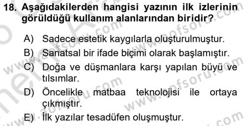 İleri Tipografi Dersi 2025 - 2026 Yılı (Vize) Ara Sınav Soruları 18. Soru