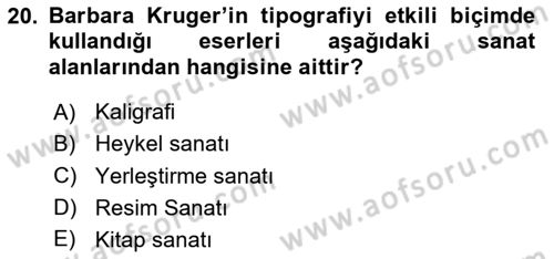 İleri Tipografi Dersi 2025 - 2026 Yılı (Vize) Ara Sınav Soruları 20. Soru