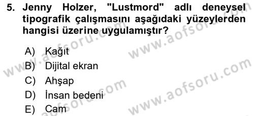 İleri Tipografi Dersi 2025 - 2026 Yılı (Vize) Ara Sınav Soruları 5. Soru