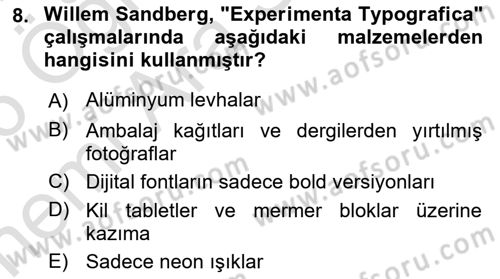 İleri Tipografi Dersi 2025 - 2026 Yılı (Vize) Ara Sınav Soruları 8. Soru