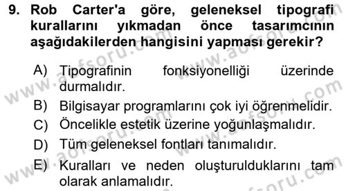 İleri Tipografi Dersi 2025 - 2026 Yılı (Vize) Ara Sınav Soruları 9. Soru