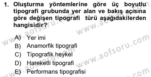 İleri Tipografi Dersi 2025 - 2026 Yılı (Final) Dönem Sonu Sınav Soruları 1. Soru