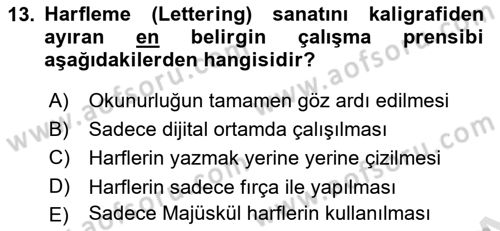 İleri Tipografi Dersi 2025 - 2026 Yılı (Final) Dönem Sonu Sınav Soruları 13. Soru