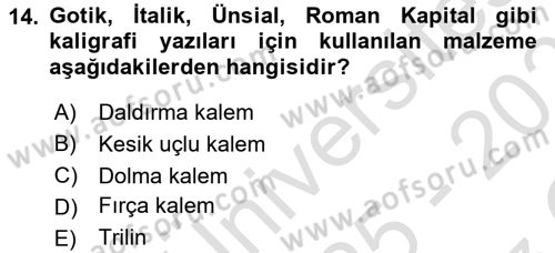 İleri Tipografi Dersi 2025 - 2026 Yılı Yaz Okulu Sınav Soruları 14. Soru