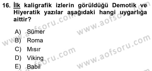İleri Tipografi Dersi 2025 - 2026 Yılı Yaz Okulu Sınav Soruları 16. Soru