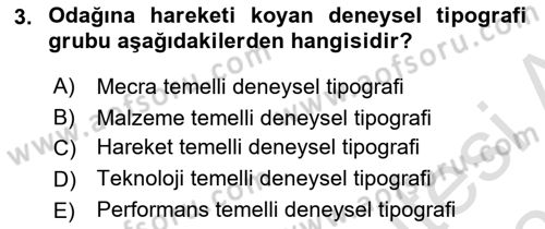 İleri Tipografi Dersi 2025 - 2026 Yılı Yaz Okulu Sınav Soruları 3. Soru