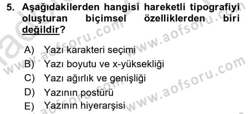 İleri Tipografi Dersi 2025 - 2026 Yılı Yaz Okulu Sınav Soruları 5. Soru
