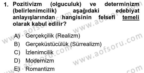 Sanatta Eleştirel Düşünce Dersi Ara Sınavı Deneme Sınav Soruları 1. Soru