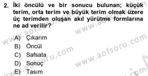Sanatta Eleştirel Düşünce Dersi Ara Sınavı Deneme Sınav Soruları 2. Soru