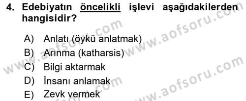 Sanatta Eleştirel Düşünce Dersi Ara Sınavı Deneme Sınav Soruları 4. Soru