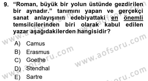 Sanatta Eleştirel Düşünce Dersi Ara Sınavı Deneme Sınav Soruları 9. Soru