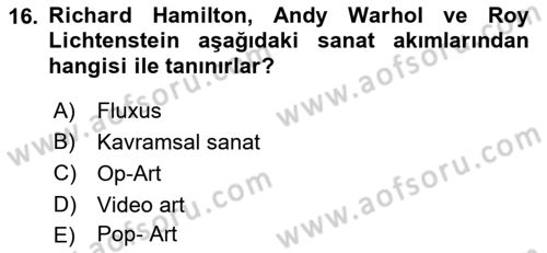 Sanatta Eleştirel Düşünce Dersi 2022 - 2023 Yılı (Final) Dönem Sonu Sınav Soruları 16. Soru