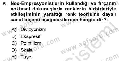 Sanatta Eleştirel Düşünce Dersi 2022 - 2023 Yılı (Final) Dönem Sonu Sınav Soruları 5. Soru
