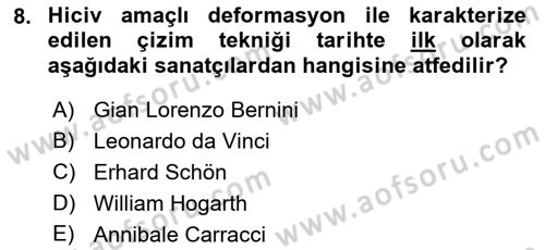 Sanatta Eleştirel Düşünce Dersi 2022 - 2023 Yılı (Final) Dönem Sonu Sınav Soruları 8. Soru