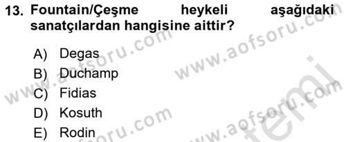 Sanatta Eleştirel Düşünce Dersi 2022 - 2023 Yılı Yaz Okulu Sınav Soruları 13. Soru
