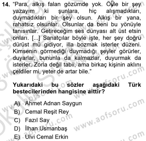 Sanatta Eleştirel Düşünce Dersi 2022 - 2023 Yılı Yaz Okulu Sınav Soruları 14. Soru
