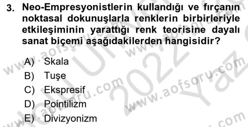 Sanatta Eleştirel Düşünce Dersi 2022 - 2023 Yılı Yaz Okulu Sınav Soruları 3. Soru