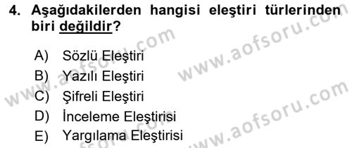 Sanatta Eleştirel Düşünce Dersi 2022 - 2023 Yılı Yaz Okulu Sınav Soruları 4. Soru