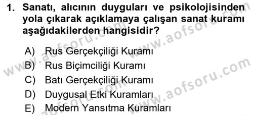 Sanatta Eleştirel Düşünce Dersi 2023 - 2024 Yılı (Vize) Ara Sınavı 1. Soru