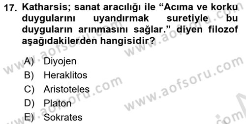 Sanatta Eleştirel Düşünce Dersi Ara Sınavı Deneme Sınav Soruları 17. Soru