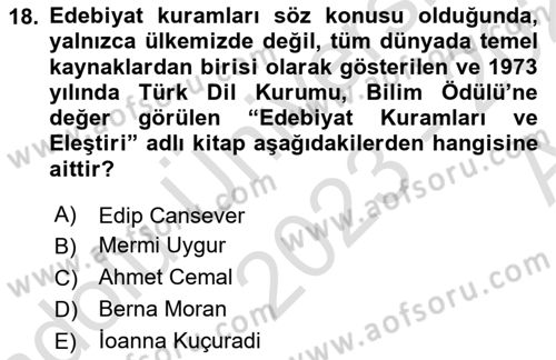 Sanatta Eleştirel Düşünce Dersi Ara Sınavı Deneme Sınav Soruları 18. Soru