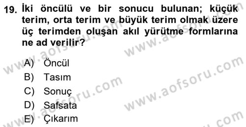 Sanatta Eleştirel Düşünce Dersi Ara Sınavı Deneme Sınav Soruları 19. Soru