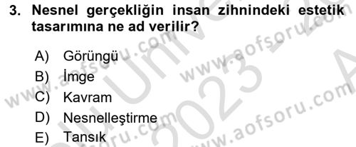 Sanatta Eleştirel Düşünce Dersi Ara Sınavı Deneme Sınav Soruları 3. Soru