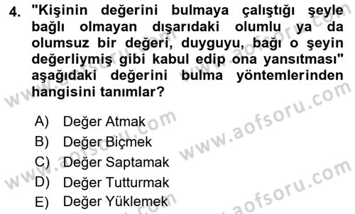 Sanatta Eleştirel Düşünce Dersi Ara Sınavı Deneme Sınav Soruları 4. Soru