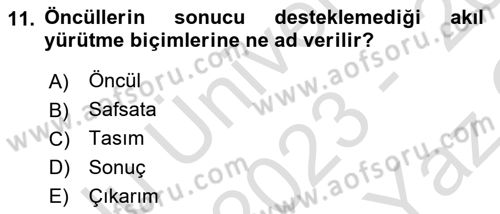 Sanatta Eleştirel Düşünce Dersi 2023 - 2024 Yılı Yaz Okulu Sınav Soruları 11. Soru