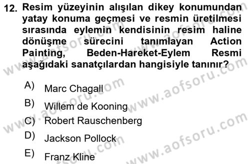 Sanatta Eleştirel Düşünce Dersi 2023 - 2024 Yılı Yaz Okulu Sınav Soruları 12. Soru