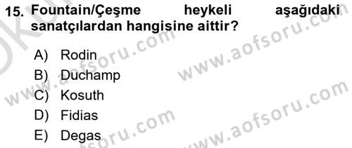 Sanatta Eleştirel Düşünce Dersi 2023 - 2024 Yılı Yaz Okulu Sınav Soruları 15. Soru