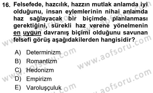 Sanatta Eleştirel Düşünce Dersi 2023 - 2024 Yılı Yaz Okulu Sınav Soruları 16. Soru