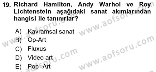 Sanatta Eleştirel Düşünce Dersi 2023 - 2024 Yılı Yaz Okulu Sınav Soruları 19. Soru