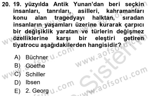 Sanatta Eleştirel Düşünce Dersi 2023 - 2024 Yılı Yaz Okulu Sınav Soruları 20. Soru