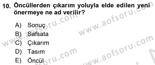 Sanatta Eleştirel Düşünce Dersi Ara Sınavı Deneme Sınav Soruları 10. Soru