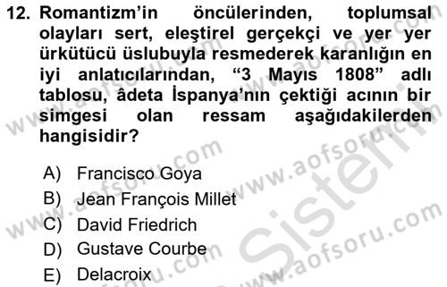 Sanatta Eleştirel Düşünce Dersi 2024 - 2025 Yılı (Final) Dönem Sonu Sınav Soruları 12. Soru