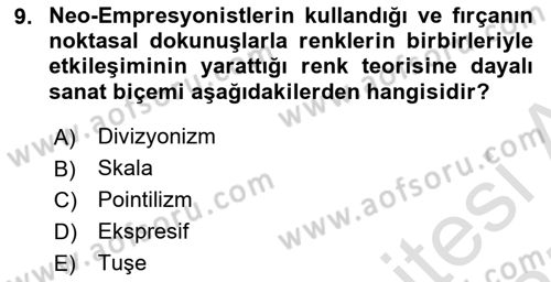 Sanatta Eleştirel Düşünce Dersi 2024 - 2025 Yılı (Final) Dönem Sonu Sınav Soruları 9. Soru
