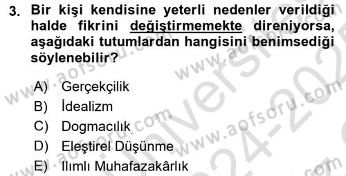 Sanatta Eleştirel Düşünce Dersi 2024 - 2025 Yılı Yaz Okulu Sınav Soruları 3. Soru