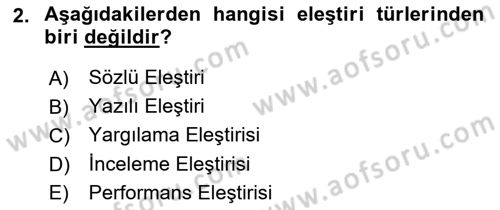 Sanatta Eleştirel Düşünce Dersi 2025 - 2026 Yılı (Vize) Ara Sınav Soruları 2. Soru