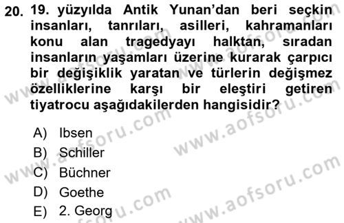 Sanatta Eleştirel Düşünce Dersi 2025 - 2026 Yılı (Vize) Ara Sınav Soruları 20. Soru